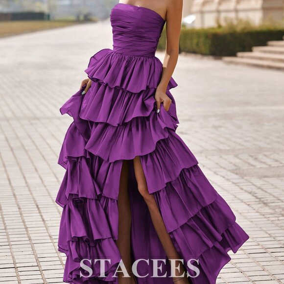 Draped in Drama: Square Neck Edition - Prom Dress - Picture 1 of 6